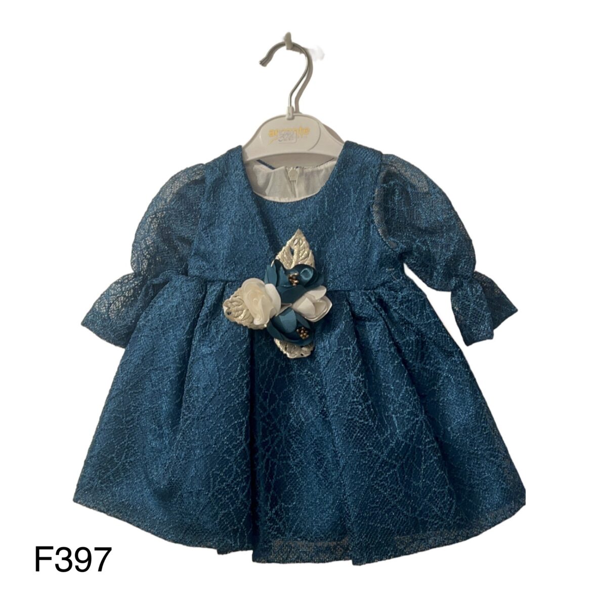 Φόρεμα Πετρόλ με Λουλούδι